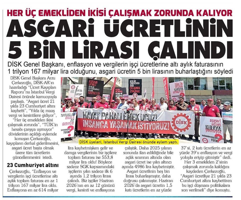 diskinsesi's tweet photo. #GelirdeVergideAdalet talebimiz ve DİSK-AR'ın ücret kayıpları raporumuz gazetelerde... https://t.co/K0QSl95Mov