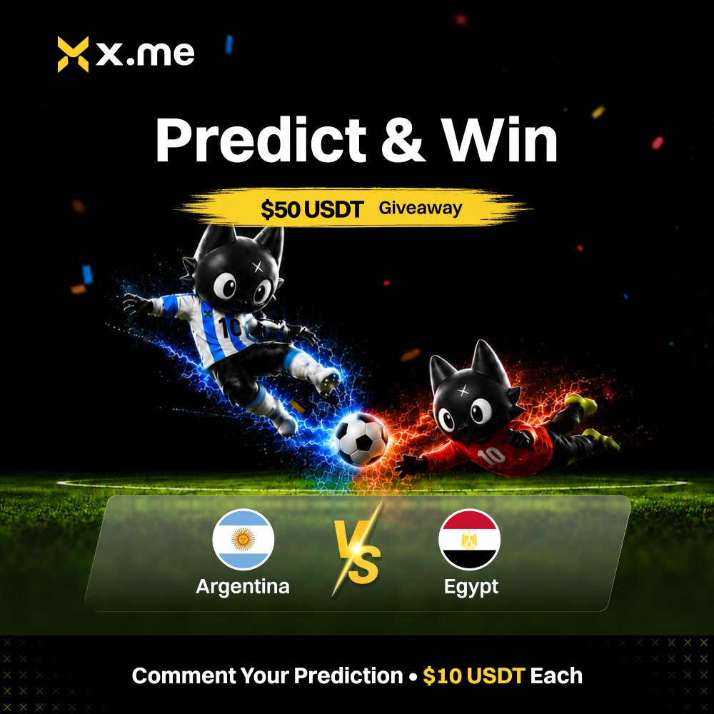 xme_official_'s tweet photo. 🇦🇷 Argentina  vs Egypt 🇪🇬 

What’s your prediction?

⚽️ Leave your prediction in the comments, and 5 lucky winners will receive $10 USDT

🚀 Like + 🔁 Repost this post to enter.

⏳ Closes when the match kicks off.

#xme #FIFAWorldCup https://t.co/458TBoNaCC