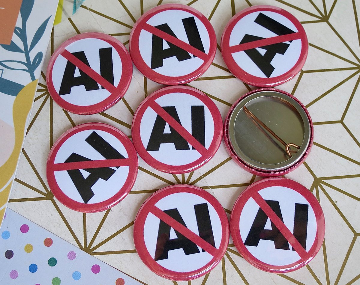 koolbadges's tweet photo. Anti AI Button Badges
https://t.co/rS8bsayQwx
#badge #Buttonbadge #craft #ukhandmade #shopsmall #koolbadges #keepsake #25mm #NoAI #AntiAI #HumanMade #HumanCreated #MadeByHuman #TraditionalArt #SupportArtists #ArtistsAgainstAI #KeepArtHuman #CreateDontScrape #ProtectArtists https://t.co/1EMdUWvLAz