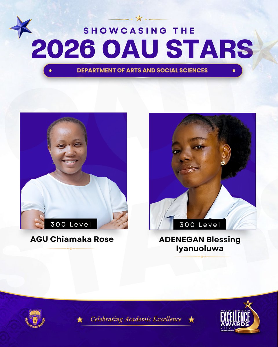 OAUniversity's tweet photo. Celebrate them with us in the comments.

The Parade continues.
Which faculty takes the spotlight next? Stay with us...

#OAUStars
#OAUExcellenceAwards2026
#AcademicExcellence https://t.co/IarkrmxCNR