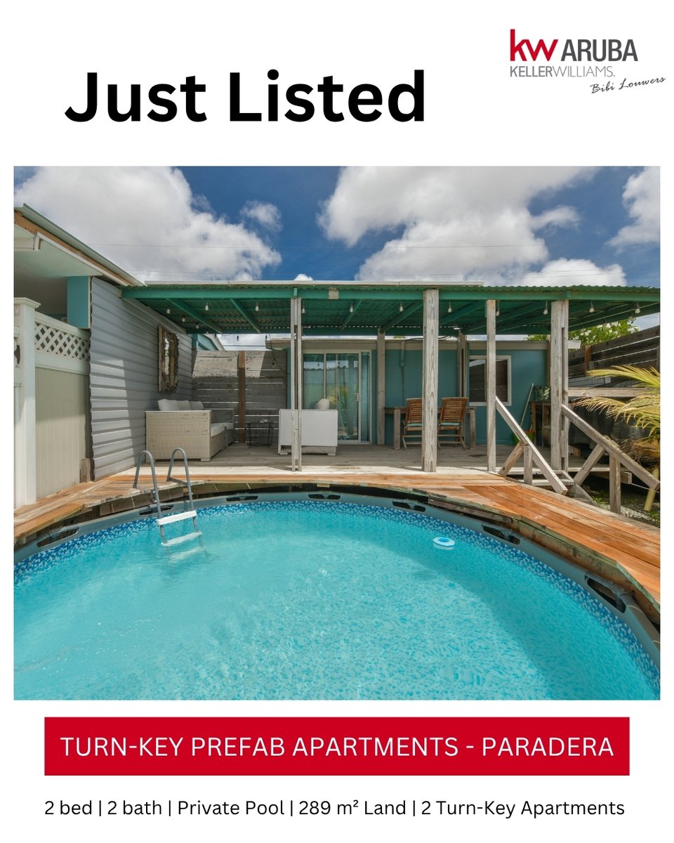 KWArubaBibi's tweet photo. 🏡 Just Listed in Paradera | Turn-key property with 2 fully furnished 1BR/1BA prefab apartments on 289 m² property land.
💰 USD 299,000
📩 DM for info or a private viewing
https://t.co/MvSm4TsUuB
#ArubaRealEstate #Paradera #InvestmentProperty https://t.co/o1jJECvSuh