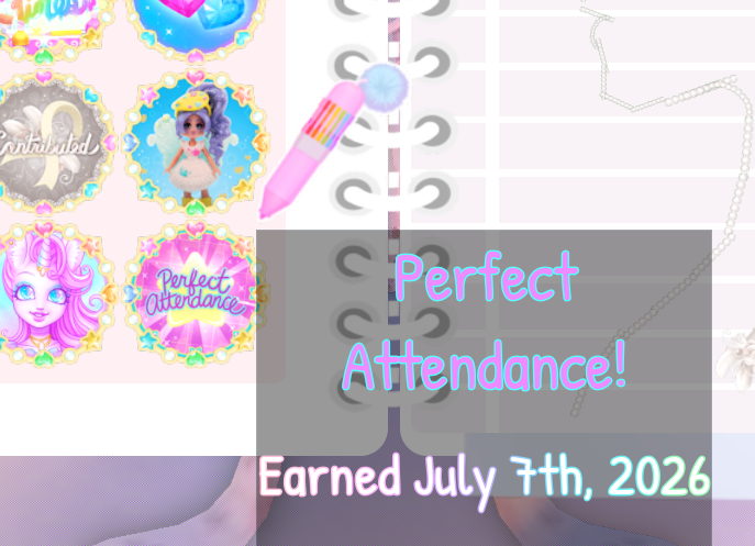 missmaeakemi's tweet photo. Perfect attendance? Completed it maaaate🥹 @RoyaleHighValks https://t.co/xZLwkYonxD