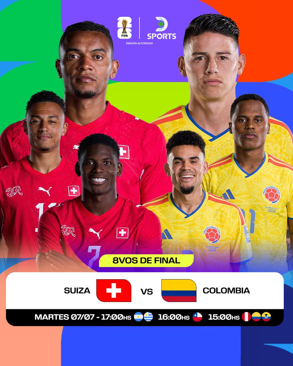DSports's tweet photo. ¡HOY SE TERMINAN LOS OCTAVOS DE FINAL! 🏆⚽

Tenemos dos partidazos para definir cuáles son los últimos dos equipos que se meten en los cuartos de final del #MundialEnDSPORTS.

🇦🇷 Argentina vs. Egipto 🇪🇬
🇨🇴 Colombia vs. Suiza 🇨🇭

¿Quiénes crees que clasificarán a la siguiente ronda? 🤔👇

#FIFAWorldCup