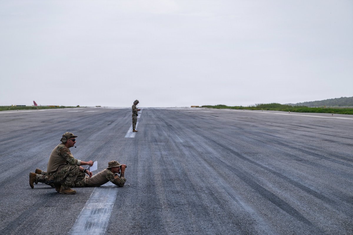 Southcom's tweet photo. Venezuela earthquake relief:
U.S. Contingency Response Element Airmen assigned to the 621st Contingency Response Wing and U.S. Airmen assigned to Joint Task Force-Bravo conduct an airfield assessment and survey at Simón Bolívar International Airport, Venezuela, July 5, 2026. 

U.S. military service members are helping Venezuelan airport personnel with airfield management, air traffic coordination, communications, and security to ensure the rapid delivery of life-saving assistance.

At the direction of #SOUTHCOM, U.S. military forces are supporting @StateDept-led U.S. government relief operations following the devastating earthquakes that struck the nation on June 24, 2026.

@DeptofWar @usairforce @JTF_Bravo @WHAAsstSecty @USForeignAssist @USAenEspanol @usembassyve