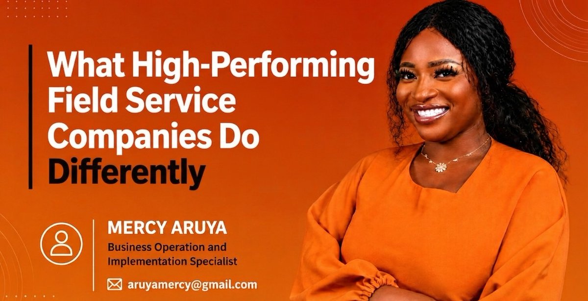 MercyAruya's tweet photo. Field service companies don't have a technician problem. They have a dispatch problem.

47% of appointments don't go as planned. Not from bad technicians. From missing information before the job even leaves the building.

The gap between average (60% utilization) and elite (90%) field service companies was never about who's better at the job.

It's about what they knew before they left.
You can't coach someone out of a system built to fail them.