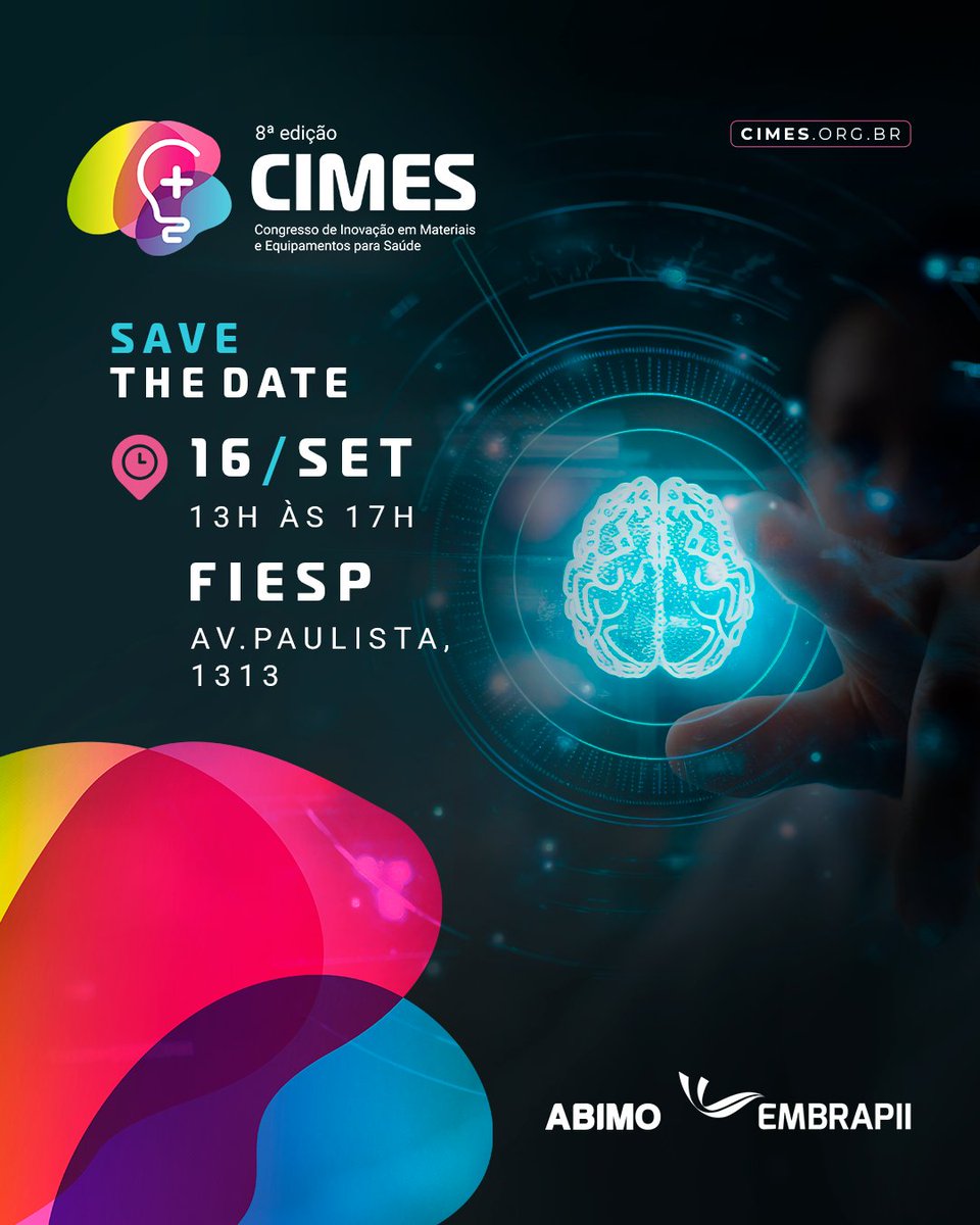 abimobr's tweet photo. O CIMES está de volta! O congresso retorna ao calendário da ABIMO para reunir indústria, academia e instituições de fomento em um dia de debates sobre inovação, tecnologia e o futuro da saúde. Reserve sua agenda: 16 de setembro.
#abimo #apoio #desenvolvimento #inovacao https://t.co/ckxrPFokDQ