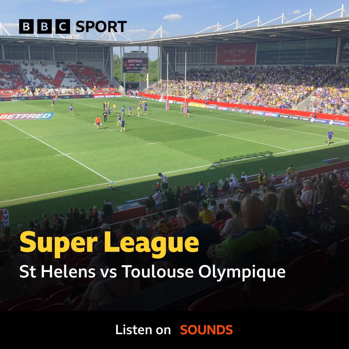 bbcmerseysport's tweet photo. βοΈ This afternoon
π @_ChrisCoughlin hosts from 2pm
π @Saints1890 π @TOXIII
π @SuperLeague
π BrewDog Stadium
π Kick-off 3pm
π @philkinsella & @alanhunte
#οΈβ£ #SLStHTou #BBCRL #SuperLeague
π» 95.8FM | DAB
πΊ Freeview channel 714
π§ @BBCSounds https://t.co/wykRN3BJJA