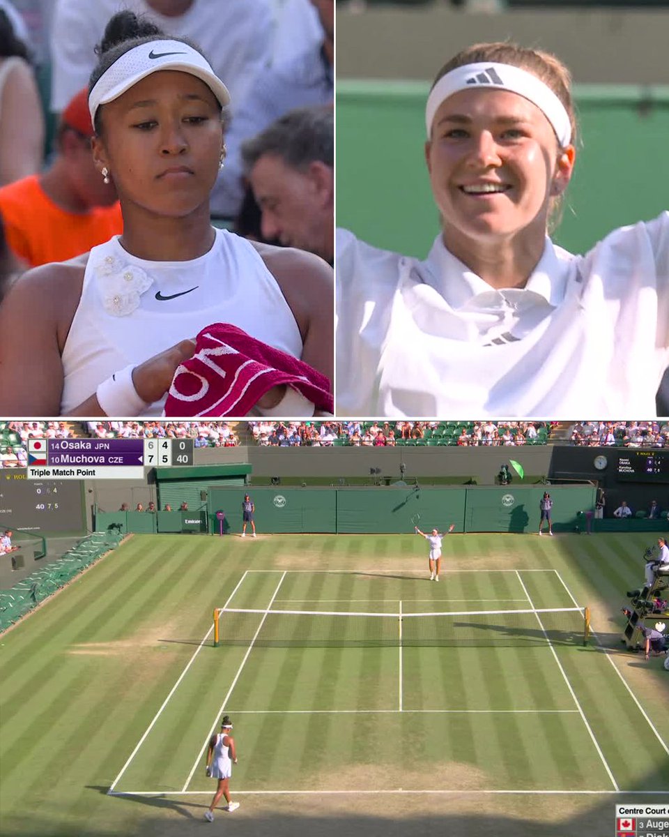 espn's tweet photo. Karolina Muchova has reached her first Wimbledon semifinals 👏

Naomi Osaka suffers her first loss in a Grand Slam quarterfinal. https://t.co/YrVL0DjQed