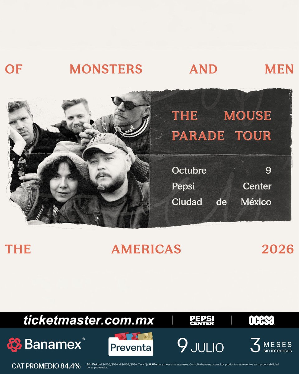 ocesa_total's tweet photo. Of Monsters and Men llegan el 9 de octubre al Pepsi Center. ¡No podemos esperar! 
#PreventaBanamex 9 de julio https://t.co/VXz1pBdhl8