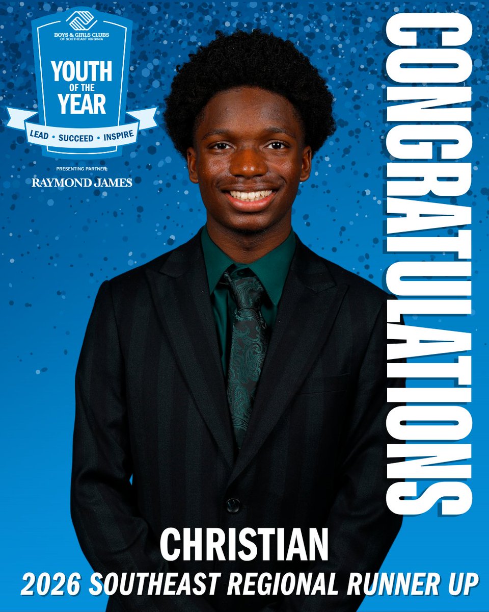 BGClubSeva's tweet photo. We’re thrilled to celebrate Christian for being named the 2026 Southeast Regional Youth of the Year Runner-Up! We are so proud of you, Christian, and we can't wait to see all that your future holds! https://t.co/HSFJP1R7Ok