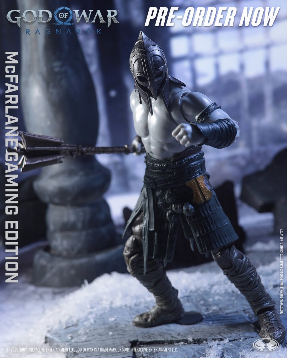 mcfarlanetoys's tweet photo. Einherjar based on the God of War: Ragnarok video game is available for pre-order NOW at select retailers! ➡️ https://t.co/52ocOGSXmm 

7" McFarlane Gaming Edition deluxe action figure includes extra hands, mace, art card and base   

#McFarlaneToys #SonyInteractiveEntertainment #PlayStation #Einherjar #GodOfWar #GodofWarRagnarok