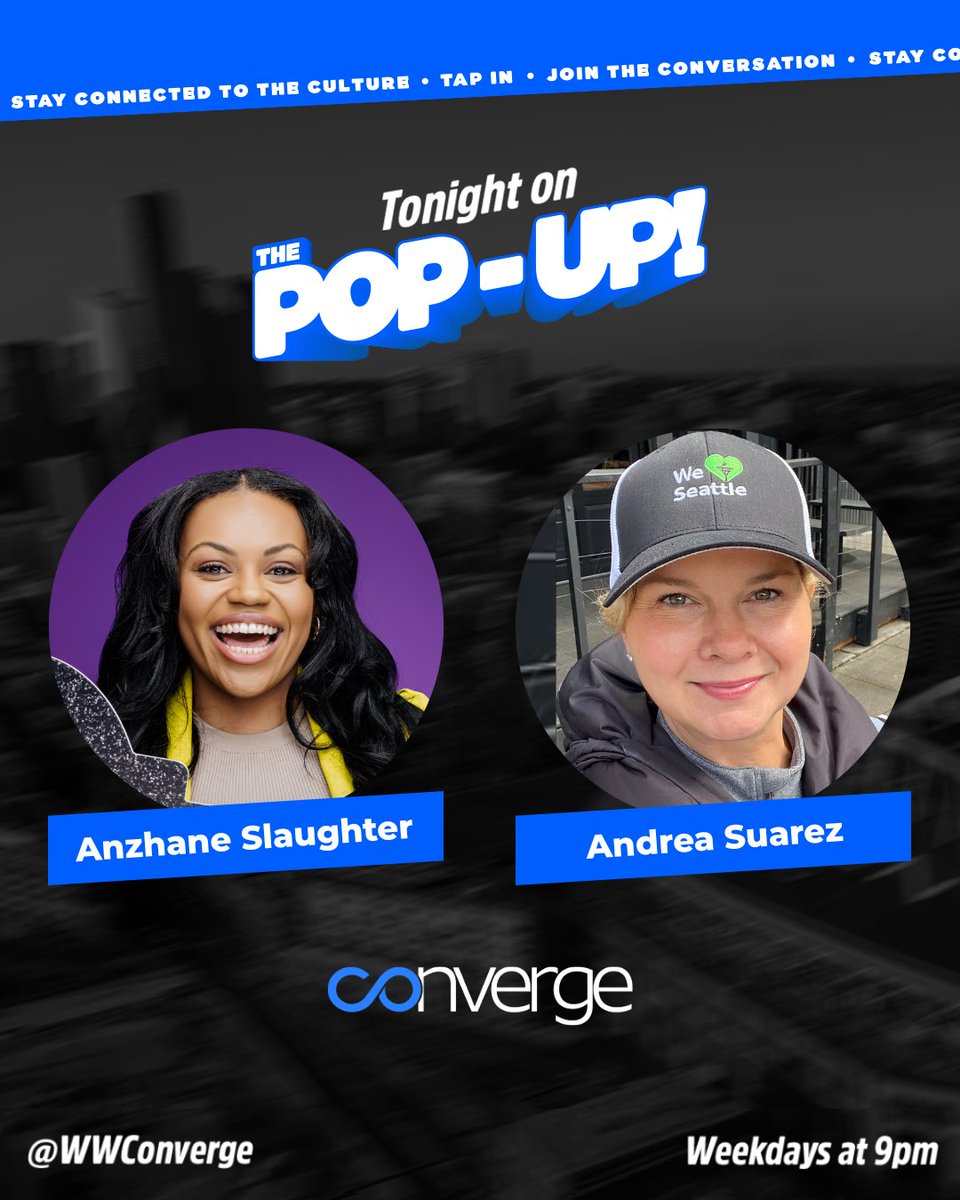 WWConverge's tweet photo. #ThePopUp - More news, headlines, and cultural conversation are back in the Black Media Matters Studio! Tonight at 9 p.m. on The Pop-Up!, Young Black Homeowners Chief Executive Officer Anzhane Slaughter and We Heart Seattle Founder and Executive Director Andrea Suarez (@@weheartseattle) meet up with host The Big O (@Omarisal) to discuss homeownership in the Emerald City and what it takes to keep our communities safe and clean. 

Tune in to The Pop-Up! weeknights at 9 p.m. on the Converge Media YouTube channel: https://t.co/uNGFBk7URp.

#WWConverge #ThePopUp #BlackMediaMatters