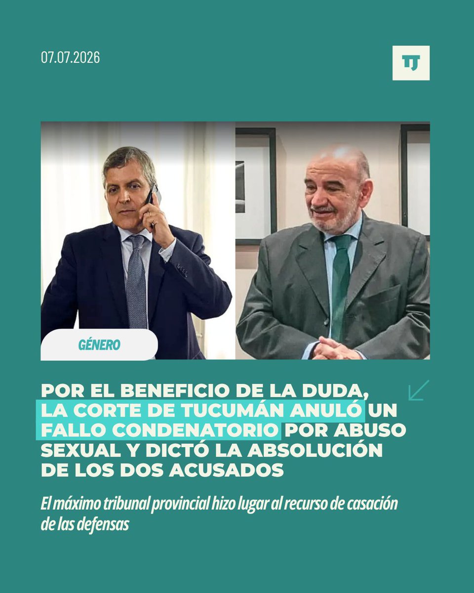 TiempoJudicial's tweet photo. ⚖️ La Corte de Tucumán revocó la condena contra Franco Trapani y Álvaro Rodríguez por abuso sexual con acceso carnal agravado y los absolvió por el beneficio de la duda.

La nota en:
https://t.co/Z8FX5fzKht https://t.co/mdpHm5Sb4M
