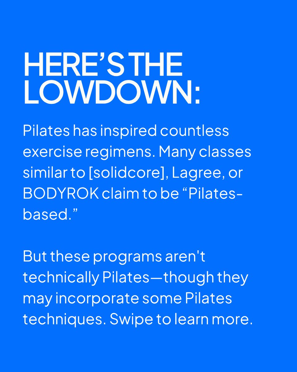 health_com_'s tweet photo. Are #solidcore, #Lagree, and #BODYROK classes the same as #Pilates?
#fitness #workout https://t.co/zh6uIcfBpL