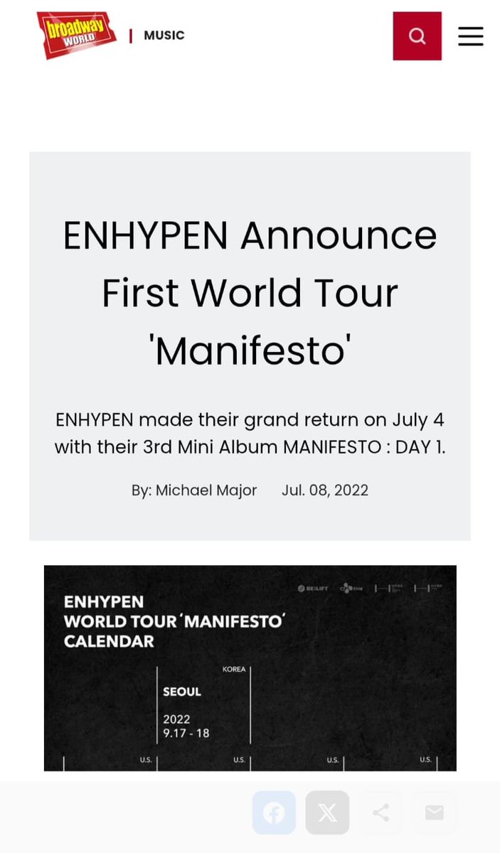 ENHYPEN7_BASE's tweet photo. The First World Tour Milestone

​Taking their music global. Less than 2 years after debut, ENHYPEN embarked on their first world tour, 'MANIFESTO'. Filling arenas internationally proved that their explosive teamwork as 7 is destined for greatness. https://t.co/K502tEtmlK