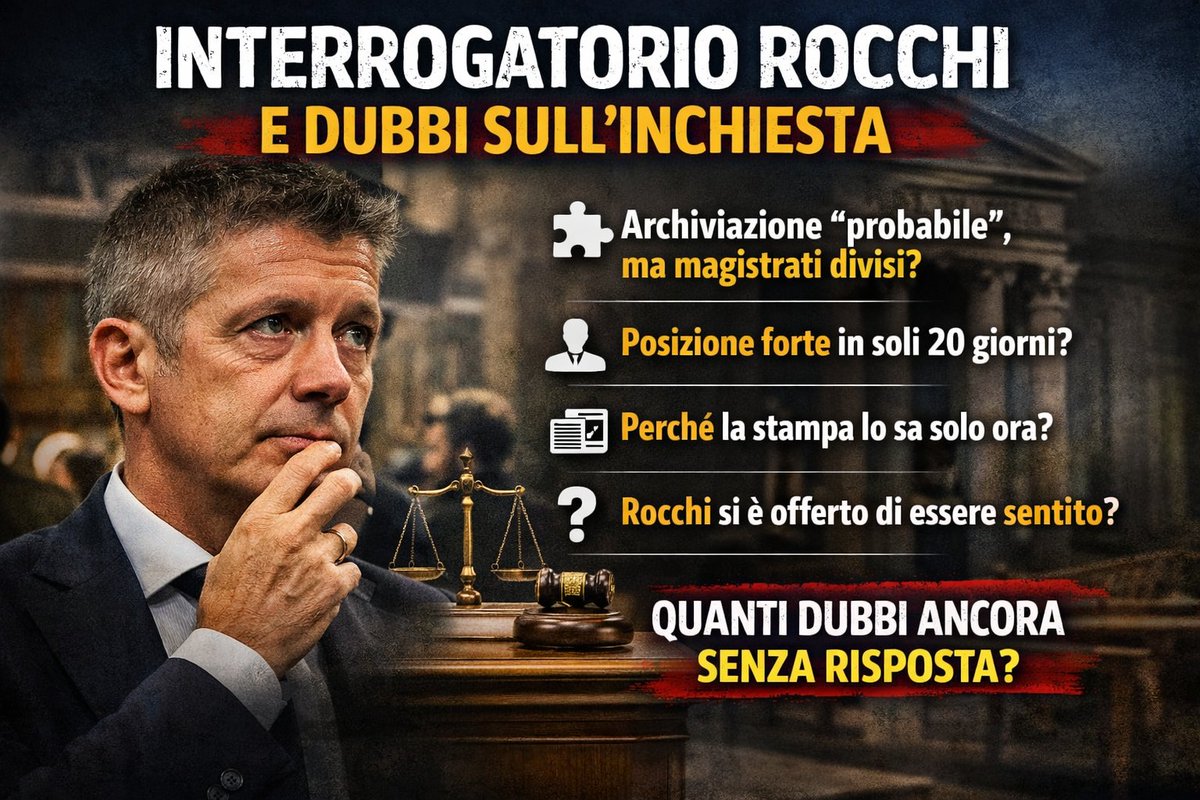 QuotidianoBN's tweet photo. ❗️Massima condivisione ❗️
🔎 Oggi #AGI rivela che #Rocchi è stato interrogato dai pm #Ascione e Ielo.
❓️Ma alcune domande, inevitabili, si impongono a chi non si accontenta della scopiazzatura delle veline, ma sa anche leggere oltre le righe.
1. Se “lo scenario più probabile appare quello dell’archiviazione”, come si concilia questa frase con “pare non ci sia identità di vedute tra i magistrati”?
▪️Una archiviazione “probabile” presuppone una linea condivisa. Se invece esiste una divergenza, significa che la decisione non è affatto definita. Le due affermazioni, semplicemente, non stanno insieme e una smentisce l'altra.
2. È realistico pensare che un procuratore aggiunto come Ielo, entrato nel fascicolo da venti giorni, abbia già maturato una posizione così forte da orientare la chiusura dell’indagine?
▪️Pensare che in venti giorni possa “entrare a gamba tesa” su un fascicolo complesso sembra più una rappresentazione giornalistica che una dinamica istituzionale credibile. Il suo ruolo è di continuità, non di ribaltamento immediato.
3. Perché fino a ieri nessuno sapeva nulla dell’interrogatorio e oggi improvvisamente la stampa conosce tutto?
▪️Quando è la Procura a convocare un indagato, la notizia filtra quasi sempre: avvocati, ambienti giudiziari, cronisti di tribunale. Qui non è accaduto - e chi oggi ha la pretesa di raccontarvi addirittura la linea di indagine, e lo stesso che ha bucato la notizia.
Questo è un indizio molto forte del fatto che potrebbe non essere stata la Procura a convocare Rocchi, ma Rocchi a chiedere di essere interrogato.
4. Perché un indagato chiede spontaneamente di essere sentito?
▪️L’indiscrezione arrivata oggi alla redazione di @QuotidianoBianconero va in questa direzione, e può essere confermata dal fatto che nessuna testata ha saputo dell’interrogatorio prima che fosse già avvenuto.
▪️Un interrogatorio “spontaneo” è una mossa classica quando un indagato percepisce che la Procura sta per chiudere: serve a presentare la propria versione, a tentare di incidere sulla valutazione finale, a evitare che la definizione dell’indagine avvenga senza averlo ascoltato.
5. Se tutto questo è vero, cosa ci dice davvero la notizia di oggi?
▪️Che la fase finale è in corso, sì. Ma che la direzione non è affatto definita. E che la presenza di due firme, Ascione e Ielo, renderà qualunque scelta — archiviazione o richiesta di rinvio a giudizio — molto più solida e istituzionalmente blindata.