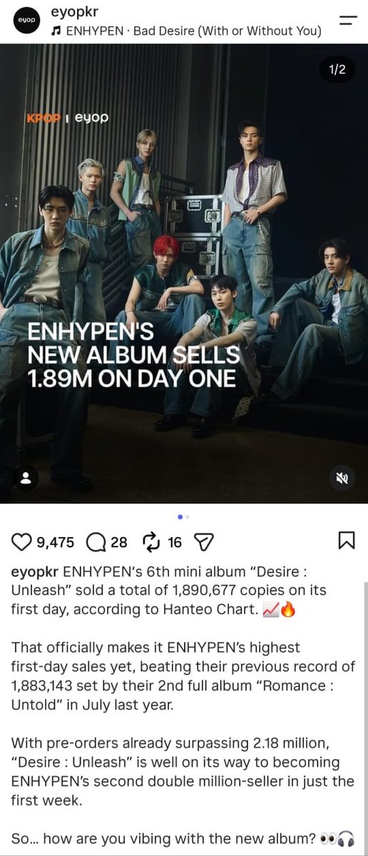 ENHYPEN7_BASE's tweet photo. The Desire: Unleash Chapter

​Unleashing a new era! ENHYPEN returns with their mini-album 'Desire: Unleash' in June, scoring another incredible double million-seller milestone. Driven by the hit title track Bad Desire (With or Without You) https://t.co/MlMY4Fj6zb