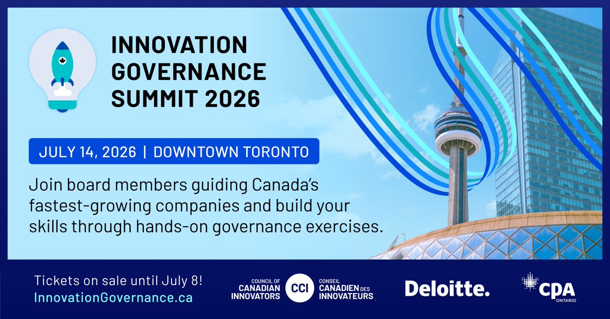 CADInnovators's tweet photo. On July 14, we're bringing together 100+ Canadian business leaders, board directors, and governance experts for a full day of panels, hands-on tabletop exercises, and networking, all built around the questions boards are facing today.

Register now: https://t.co/NeDutDyLRO https://t.co/oRV73Jtb59