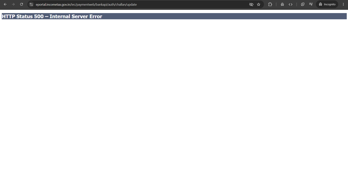Choottuu's tweet photo. @HDFCBank_Cares getting this error while paying tds on income tax website since morning https://t.co/OTLXep1pVJ
