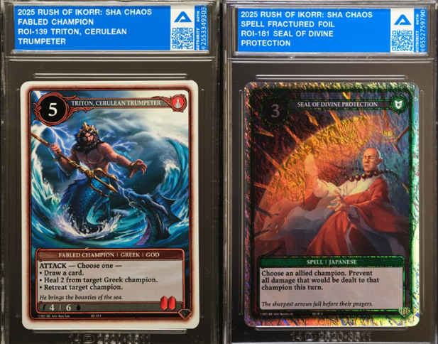 authcollect's tweet photo. Rush of Ikorr Trading Card Game: Act 1 Part 1 Shattered Chaos has arrived at The Authority! Now available on connected retailer Upper Deck e-Pack® and can be instantly transferred to The Authority to vault, slab, and sell.

#TheAuthority #ROI #Collecting https://t.co/6lQhSWSrAo