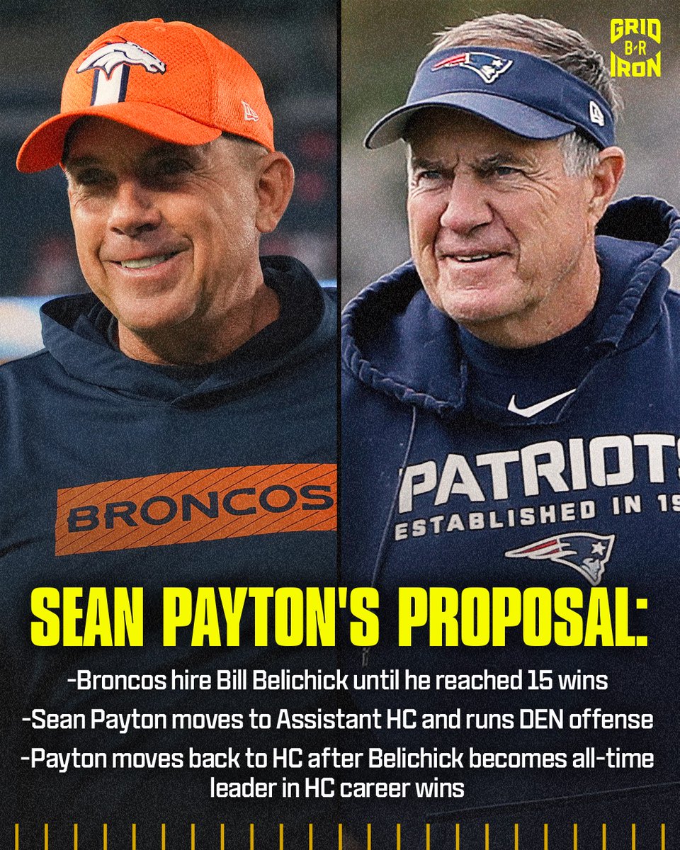 brgridiron's tweet photo. Sean Payton had the wildest proposal that would've put him and Bill Belichick on the same staff 🤯

Just imagine that coaching duo 👀

(via: @SethWickersham) https://t.co/QoB3Dt43Zb