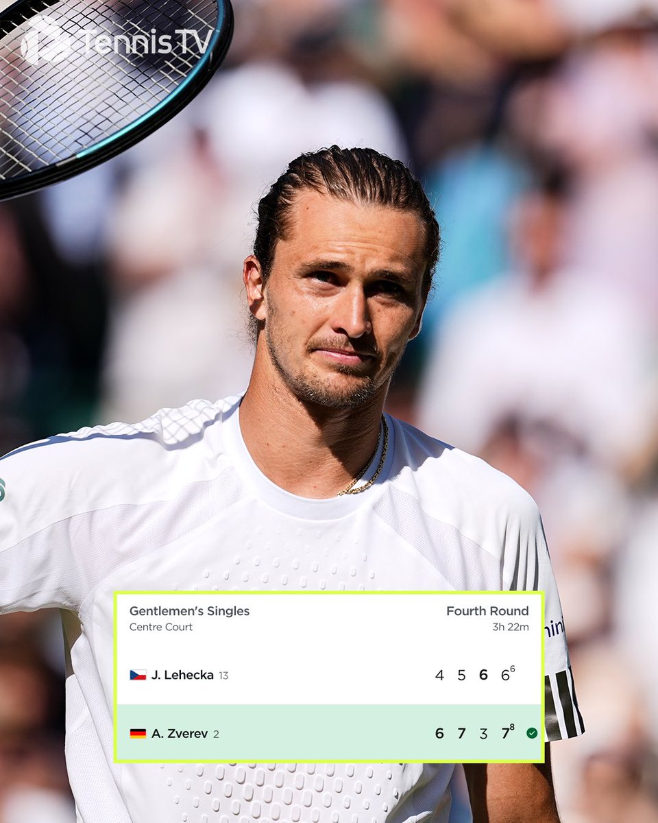 TennisTV's tweet photo. Breaking 🆕 ground! 

@AlexZverev is a Wimbledon quarter-finalist for the first time 🌱

#Wimbledon https://t.co/wx7ADowUsX