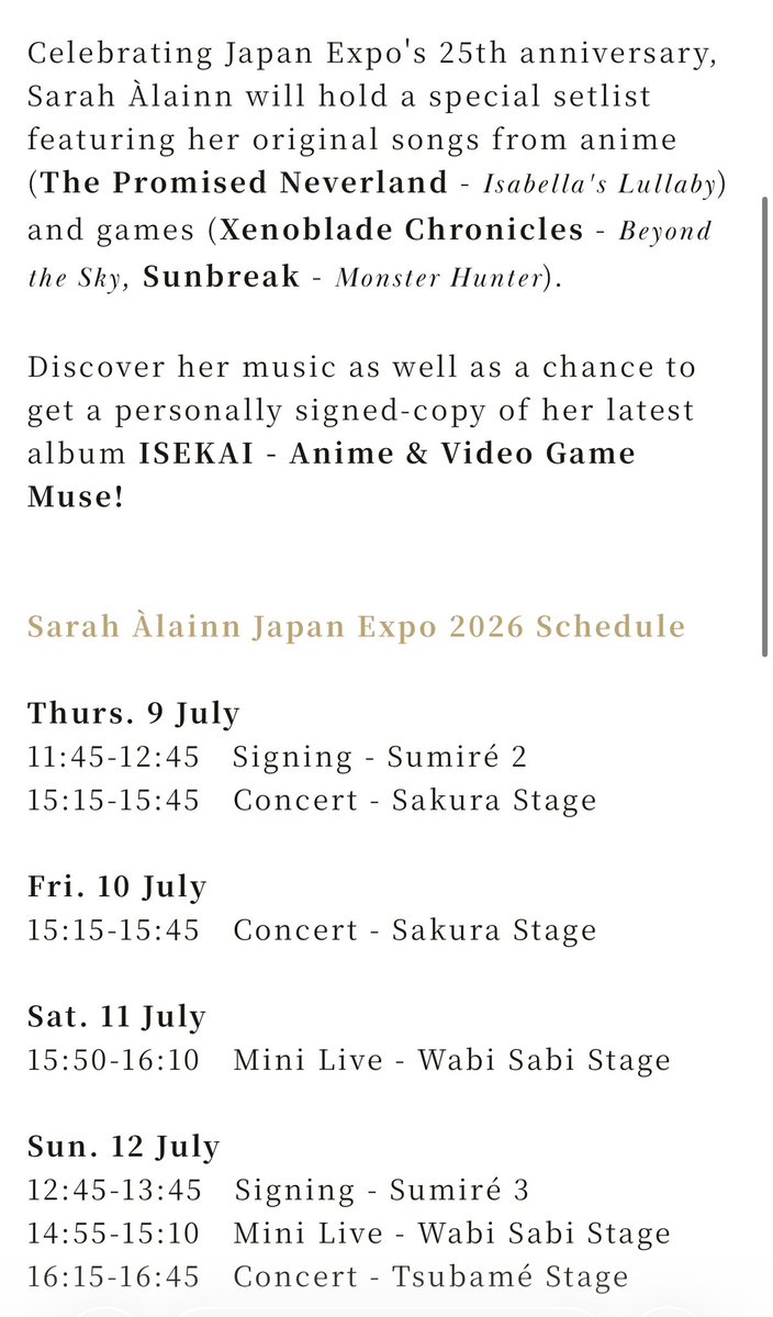 SarahAlainn's tweet photo. Coucou !

Just a friendly reminder of my schedule at Japan Expo Paris 🇫🇷

Hope it won’t be too hot for everyone🙏
Faites attention à vous ! https://t.co/8pe8Od2HaL
