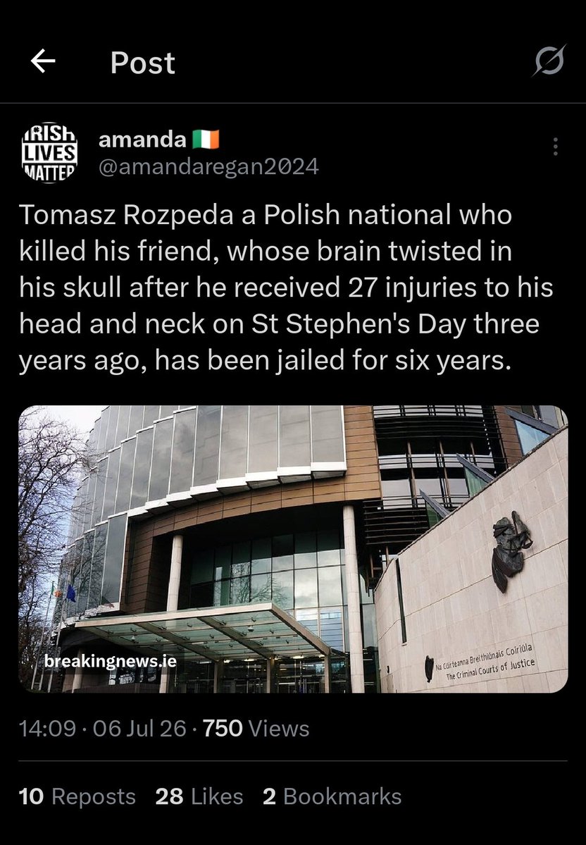 PeterPaulGuy's tweet photo. 🇮🇪🚨

Let's see what's in Irish news today.

1. Turkish muslim kills women in Ireland 🇹🇷

2. Polish man jailed for killing a man in Ireland 🇵🇱

3. African with an Irish passport attacked police in Lisbon airport

4. A Brazilian man critically injured a man with "one punch" 🇧🇷 https://t.co/XdQrB1zWLu