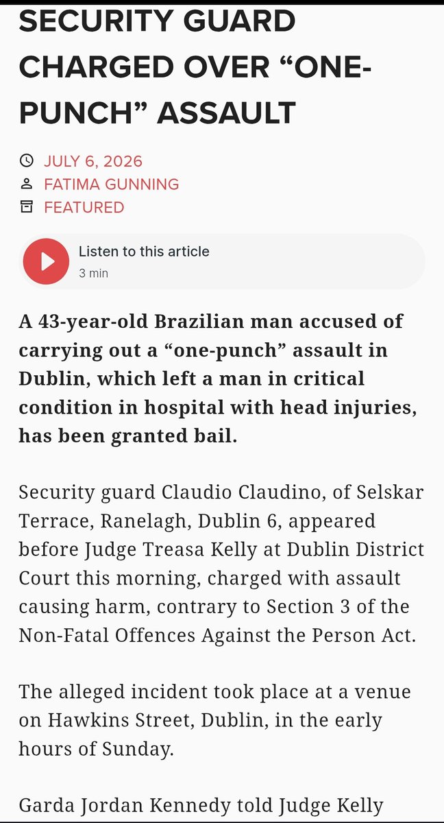 PeterPaulGuy's tweet photo. 🇮🇪🚨

Let's see what's in Irish news today.

1. Turkish muslim kills women in Ireland 🇹🇷

2. Polish man jailed for killing a man in Ireland 🇵🇱

3. African with an Irish passport attacked police in Lisbon airport

4. A Brazilian man critically injured a man with "one punch" 🇧🇷 https://t.co/XdQrB1zWLu