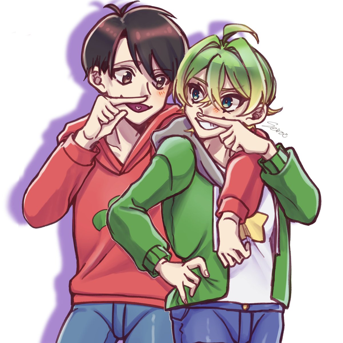 I_seira06's tweet photo. 個人的に人たらしな2人
※1枚目   公式寄り絵 
※2枚目  自分絵&amp;擬人化 https://t.co/JHaye9LfBa