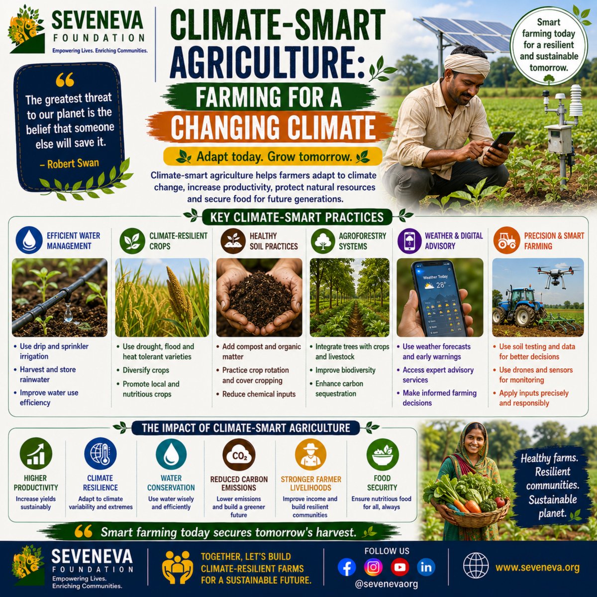 SevenevaOrg's tweet photo. 🌾 Climate-smart agriculture helps farmers adapt, protect nature, and grow more with fewer resources.

Healthy farms. Resilient communities.

#ClimateSmartAgriculture #SevenevaFoundation https://t.co/gX9qGLKhox