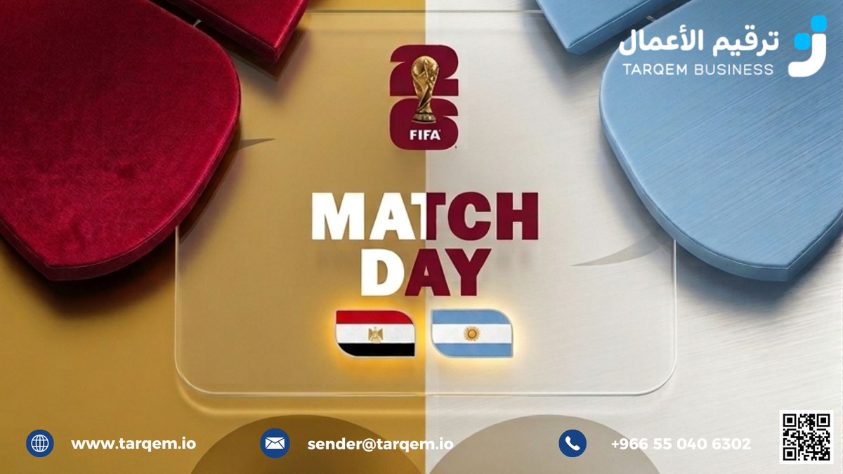 tarqembiz's tweet photo. حماس #كاس_العالم_٢٠٢٦ ما يكمل بدون جوائز وتحدي! 🏆🔥

شاركنا توقعك لنتيجة مباراة اليوم المرتقبة:

                   🇪🇬 مصر 🆚 الأرجنتين 🇦🇷

وادخل السحب على جوائز مميزة لعملائك أو لمشروعك! 🎁

شروط دخول السحب بسيطة: 1️⃣ متابعة حسابنا @tarqembiz 2️⃣ إعادة تغريد (RT) للتغريدة 3️⃣ اكتب توقعك للنتيجة في الردود مع هاشتاق #ترقيم_الأعمال

(⚠️ يغلق السحب فور انطلاق صافرة المباراة).
توقّع الحين وفالك الفوز! 🎯👇 

https://t.co/9W8NYoENTh
