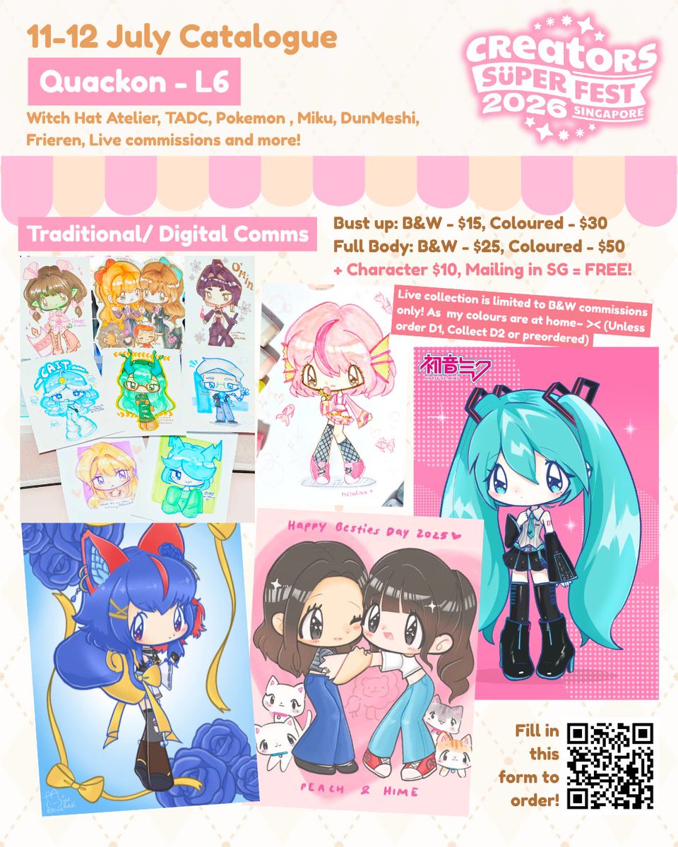 Himetokkii's tweet photo. 🩷AFACSF 2026 Catalogue~🩷

I'll be boothing with @leianyx__ and @akawaquack THIS WEEKEND for @animefestasia 's Creator Super Fest ! (CSF) feat. TADC, frieren, pokemon and more!

comms are open for preorder too raaaaaa! ⸜(｡˃ ᵕ ˂ )⸝♡ Let me draw your cute OCs and biases!!! https://t.co/8ESGUeIxym