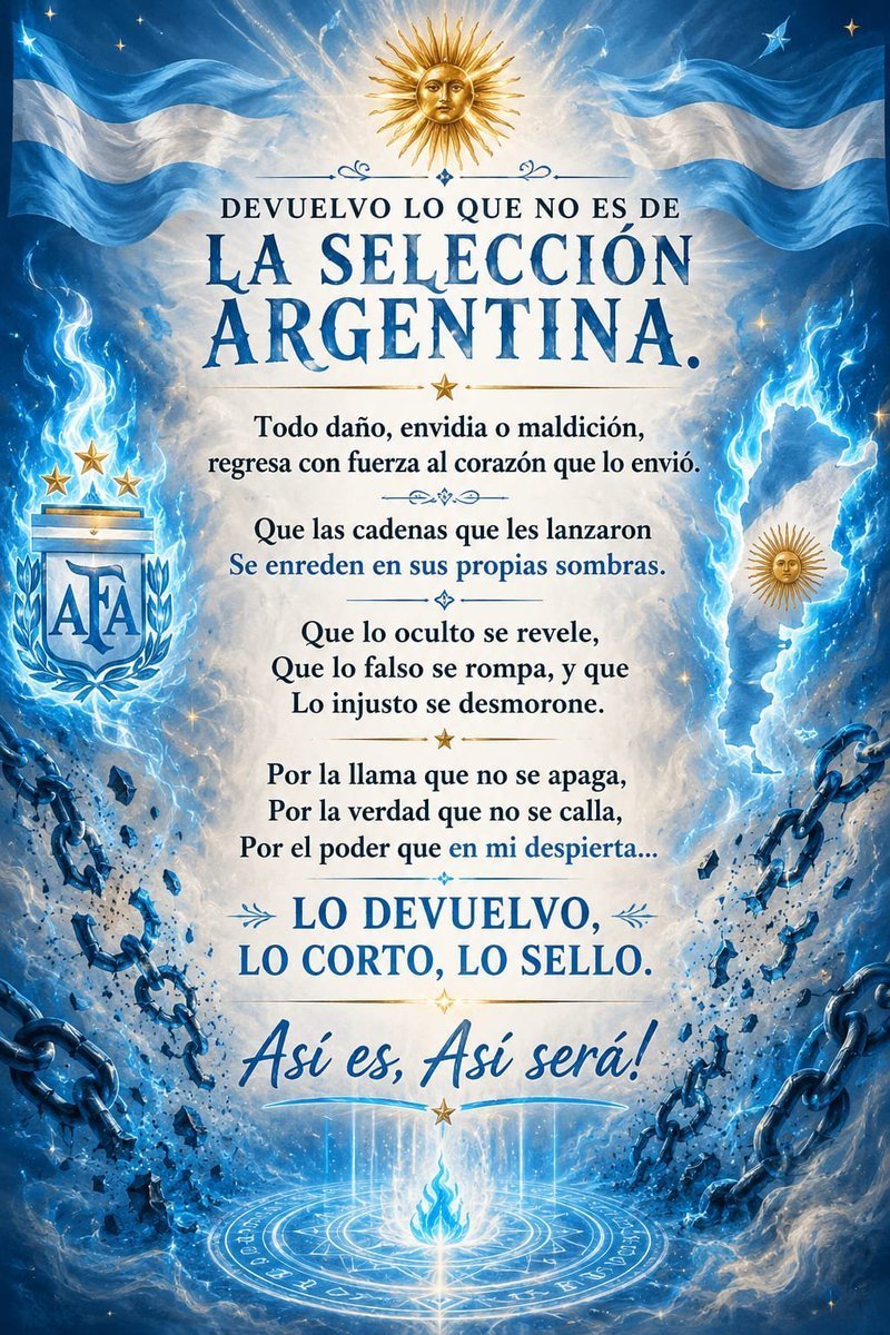 NPalavio's tweet photo. Repitan esta oración como mantra ya!!!
Hay energias oscuras actuando contra Argentina https://t.co/s9FtFzQDWf