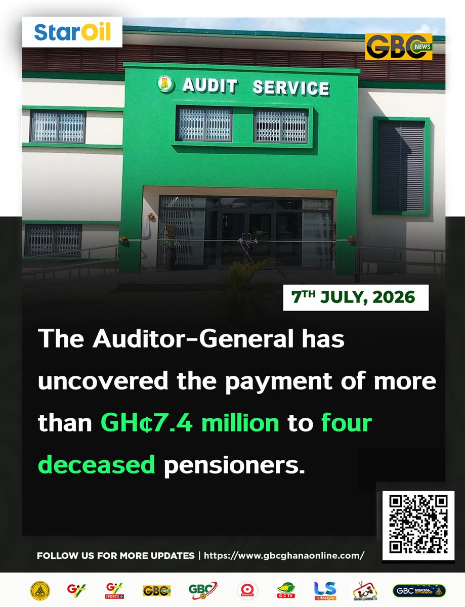 GTV_Ghana's tweet photo. The Audit service uncovers significant irregularities within the public pension system monitored by the Audit Service.
#Ghana #AuditService #GBCNews #PensionFraud #Accountability https://t.co/Slj4MQnKup
