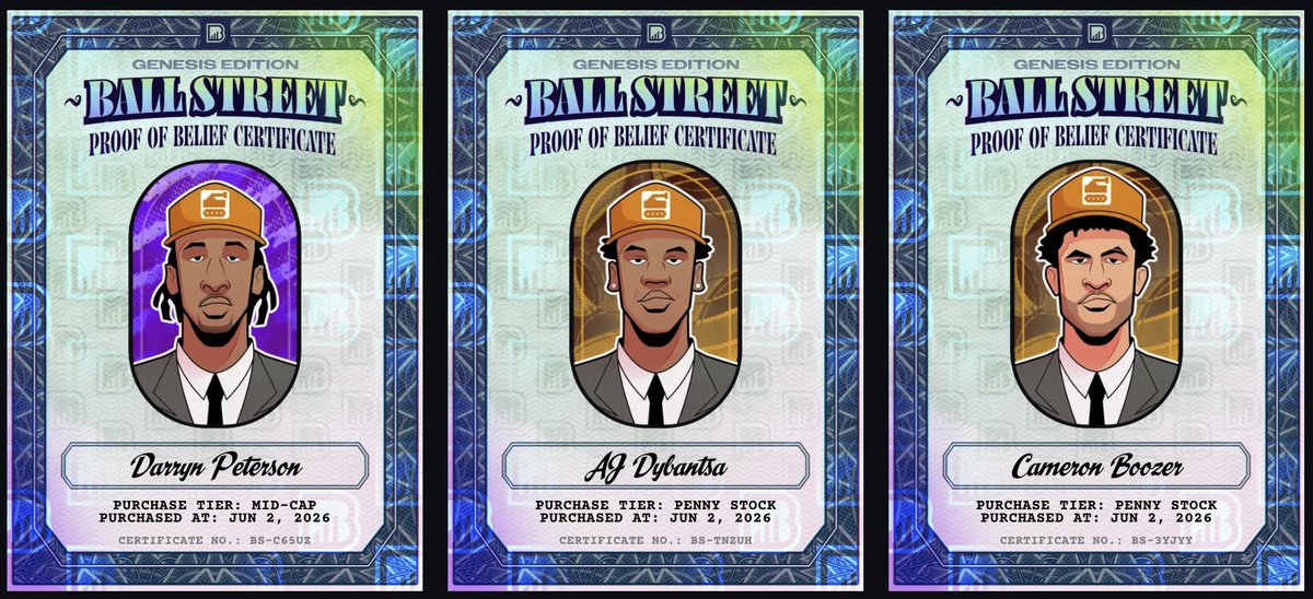 BallStreetX's tweet photo. The best collectibles can't be recreated.
Dybantsa, Boozer and Peterson Pre-IPOs are closed. The next @Tankathon class will open in December.
Claim the ultimate digital rookie card before Draft Night only on → https://t.co/ISzf2R17V5 https://t.co/nStwEp8hHO