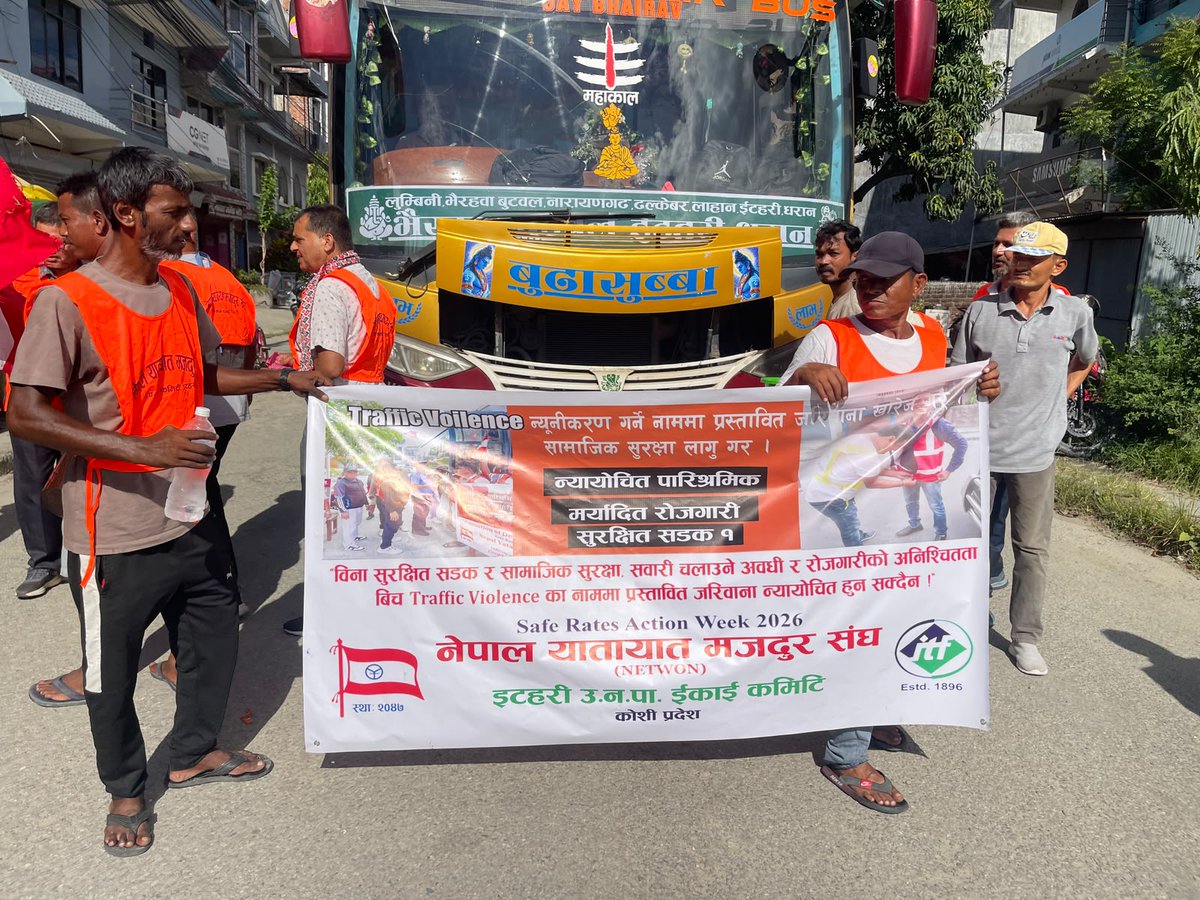 ITFglobalunion's tweet photo. 🚛From Nepal, Uganda, Côte d'Ivoire and Ethiopia to India and beyond, ITF affiliates mark the Safe Rates Week of Action by mobilising workers, engaging governments and employers, raising public awareness and campaigning for safer roads and decent work.

#SafeRatesSaveLives https://t.co/AsoSE2iCea