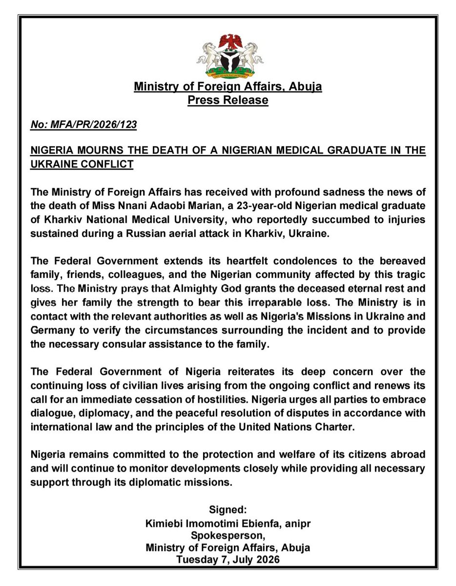 NigeriaMFA's tweet photo. https://t.co/YJOSpdMHYj