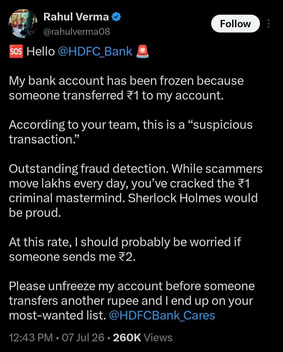 mohith5019's tweet photo. No doubt the #HDFC dumped 
Let's see how HDFC retail assets are going to perform in future.
Now the issue is resolved but it's foolish for a bank to let such cases happen and create panic in normal citizens. https://t.co/CZs41Zay2O