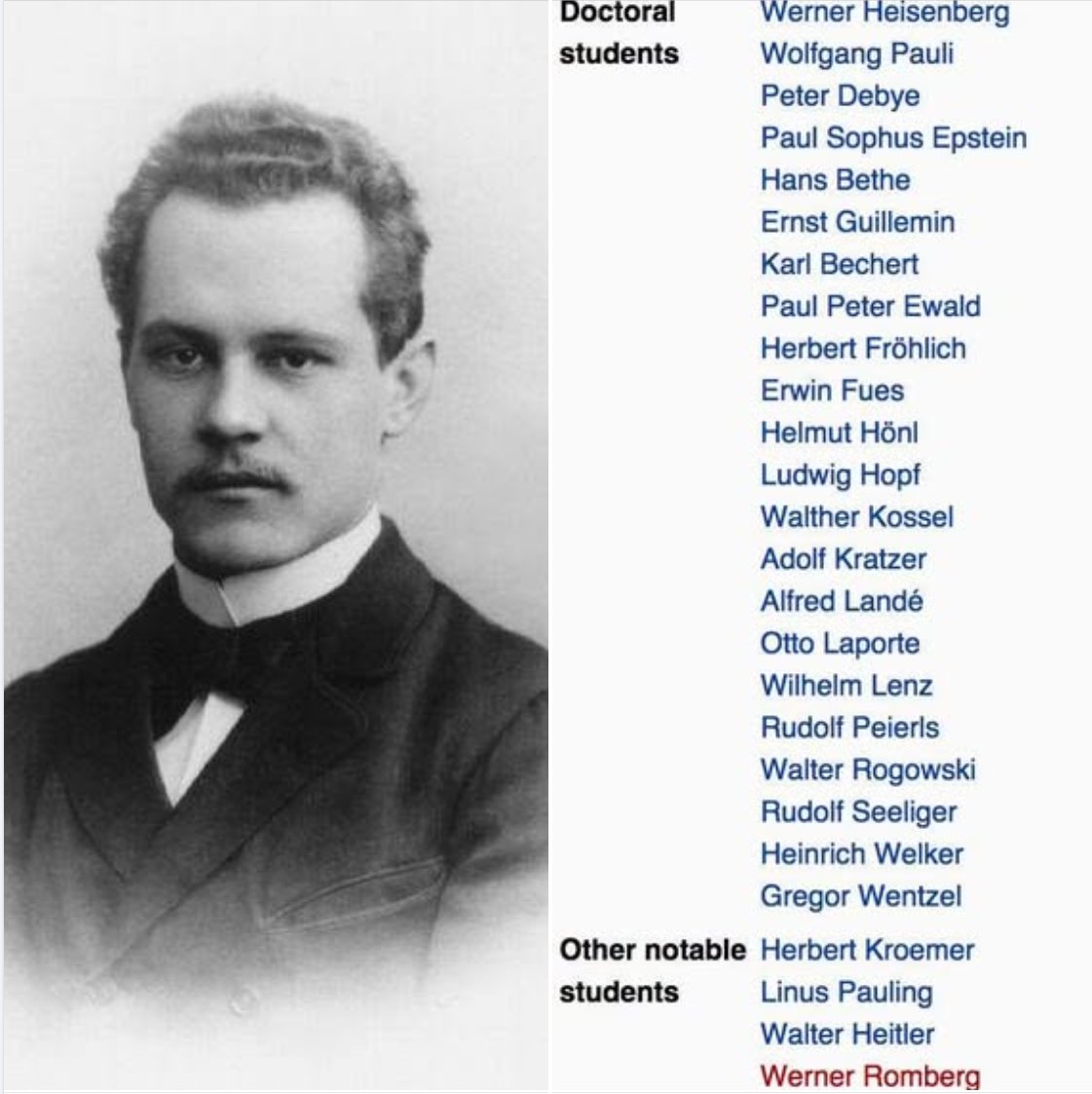 curiouswavefn's tweet photo. Modern university professors: "Four of my students are now tenure-track professors."

Arnold Sommerfeld: "Hold my Hefeweizen" https://t.co/XkJMQlpTp3