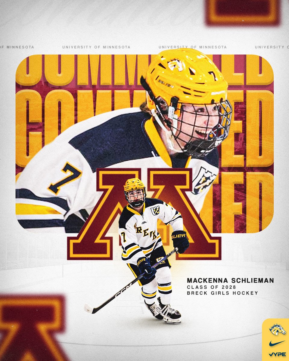 BreckAthletics's tweet photo. Congratulations to Mackenna Schlieman '28 on committing to play Division I Hockey at the University of Minnesota! #BreckGHOC https://t.co/nIFyFKefYx