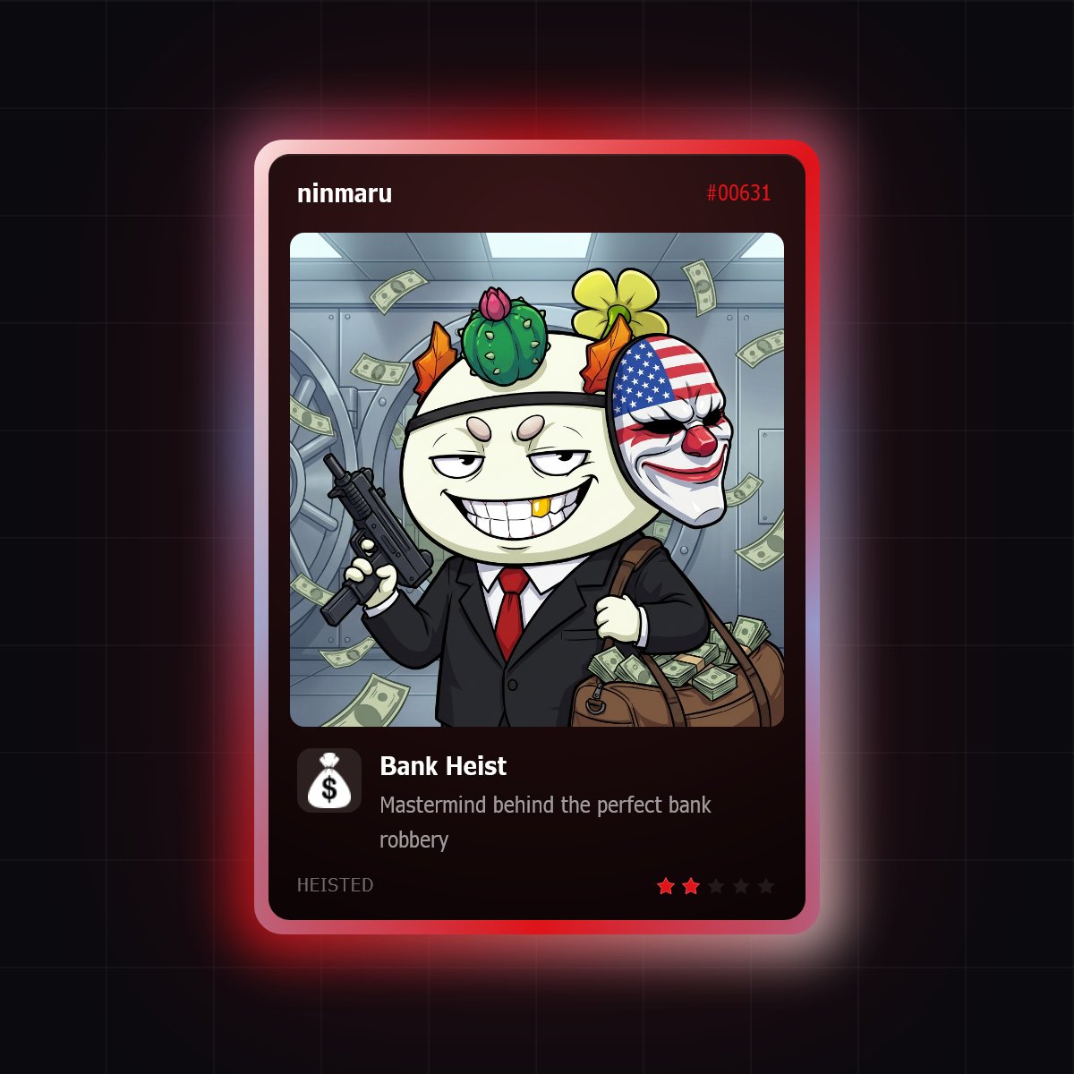 ninmaru08's tweet photo. I'm robbing a bank soon

Join my crew @Heistedxyz

[ drop your card below👇] https://t.co/FF5NgzrJLG
