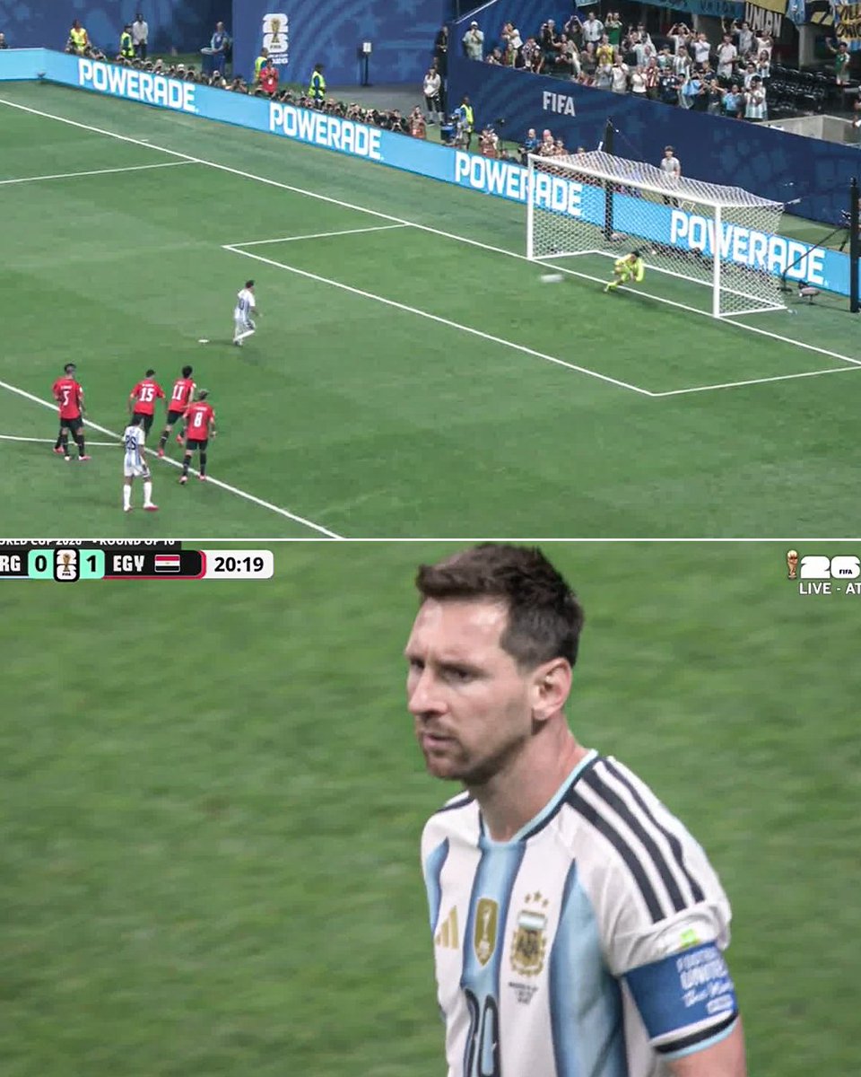 espn's tweet photo. EGYPT GOALKEEPER SHOUBIR SAVES MESSI'S PENALTY 😳

Messi's second penalty miss of the tournament so far! A huge moment 👀 https://t.co/2hPGVQaJQA