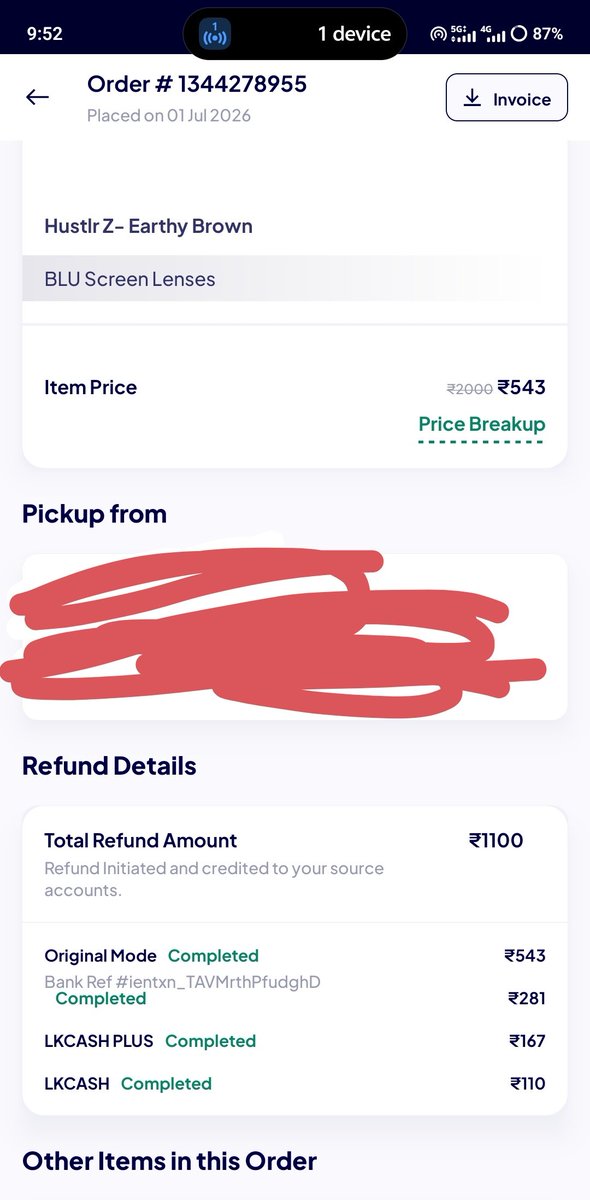 KAshutosh01's tweet photo. @Lenskart_com Order # 1344278955 refund is showing completed with no refund refference number but i didn't receive any refund https://t.co/q0GJ91pWlv