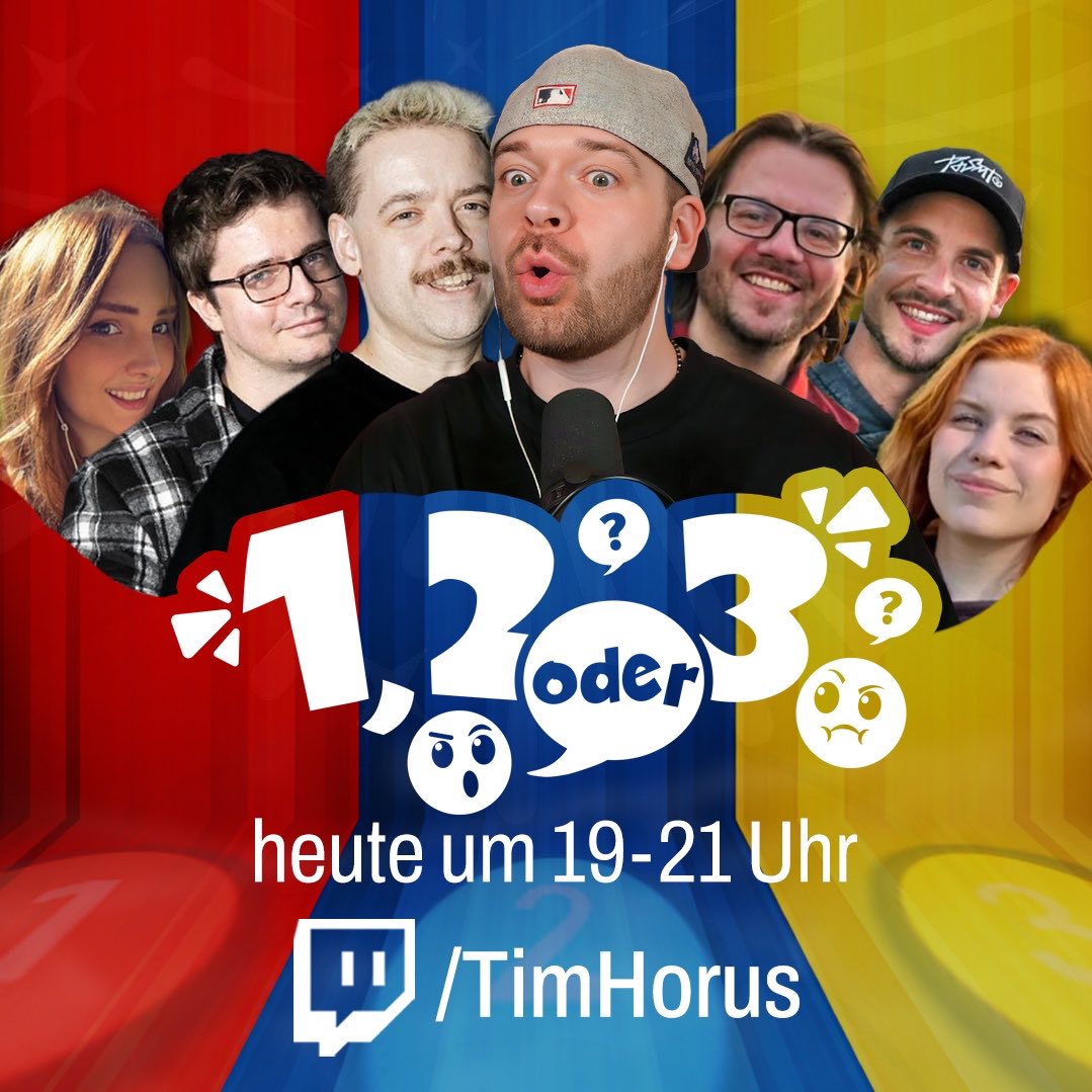 Timhorus's tweet photo. QUIZSHOW TIME 💛

19 Uhr gibt es „1, 2 oder 3“ mit @SmashLunatic @Doktor_Froid @SepPietsmiet @brosator @FormulaLena 🥳

https://t.co/RWPc4ABzza
https://t.co/RWPc4ABzza
https://t.co/RWPc4ABzza https://t.co/saLmukmoV0