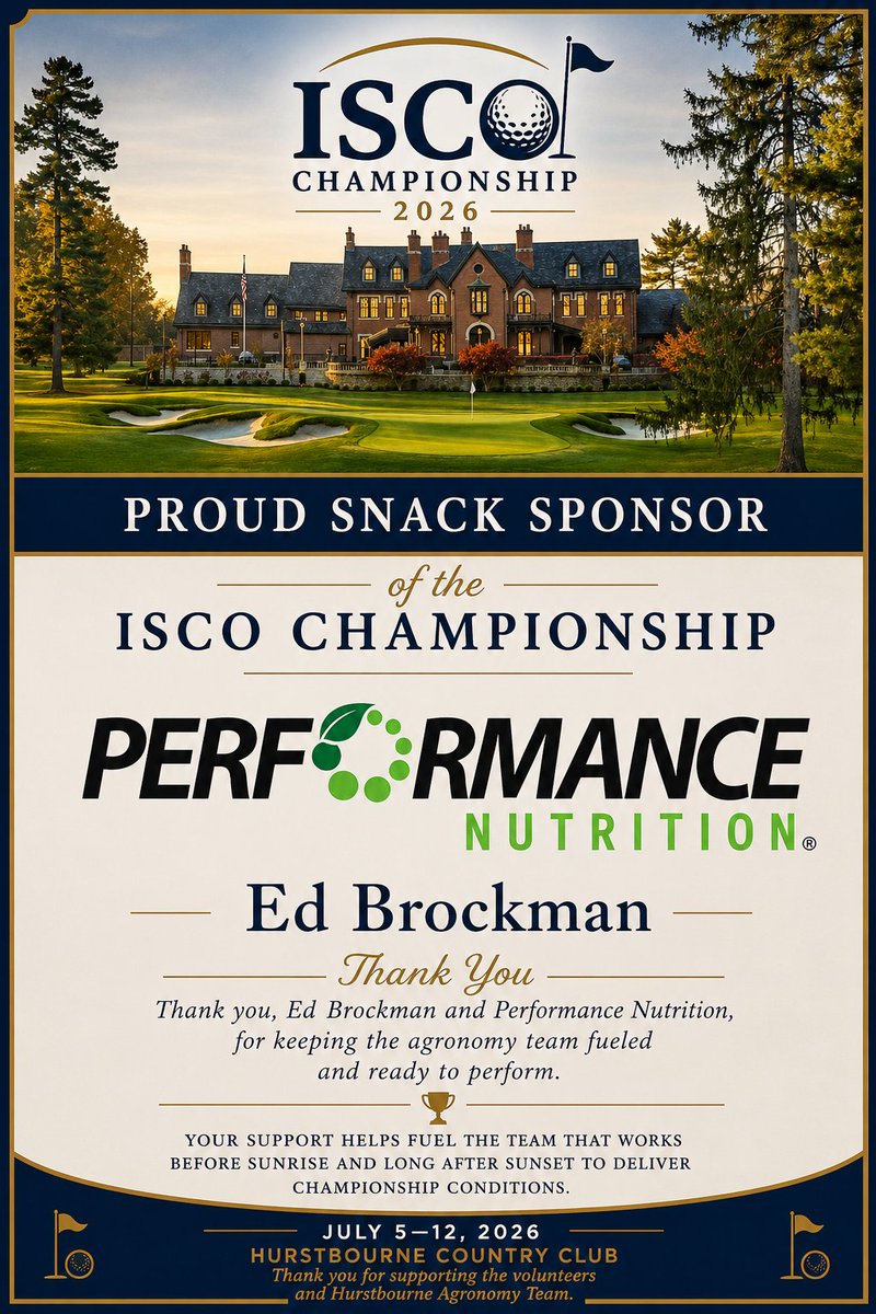 PerformanceFert's tweet photo. Proud to support the agronomy team at this week's ISCO Championship!

Our T&amp;O Director of Sales, @BrockmanEd, is sponsoring the team's snack station at Hurstbourne Country Club. Thanks for all the hard work that goes into championship conditions. https://t.co/faReAgD3Tb