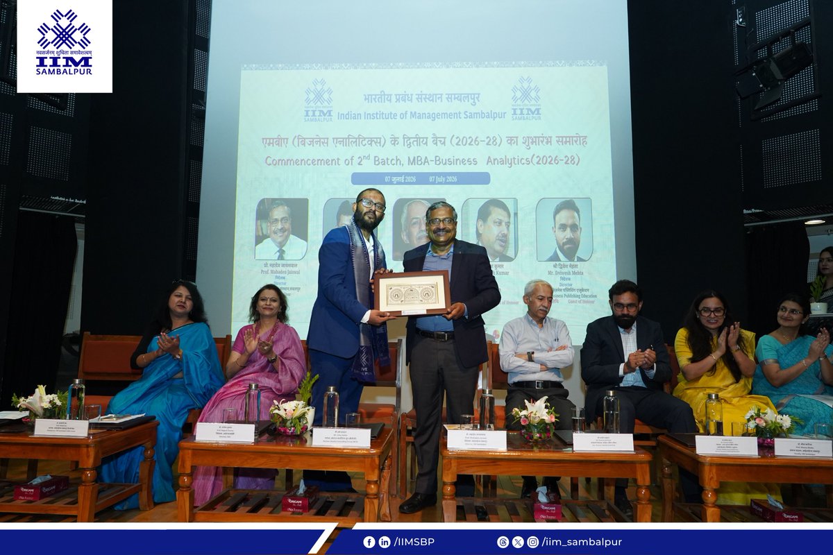 iim_sambalpur's tweet photo. Witness the glimpses of the #commencement of the #2ndBatch of the #MBA – Business Analytics (2026–28) at the IIM Sambalpur - #Delhi Centre marked the start of an exciting academic journey at the Auditorium, ISID, Vasant Kunj, New Delhi.
#IIMSambalpur #TheHandcraftedIIM #MBABA https://t.co/YGlrKgudlX