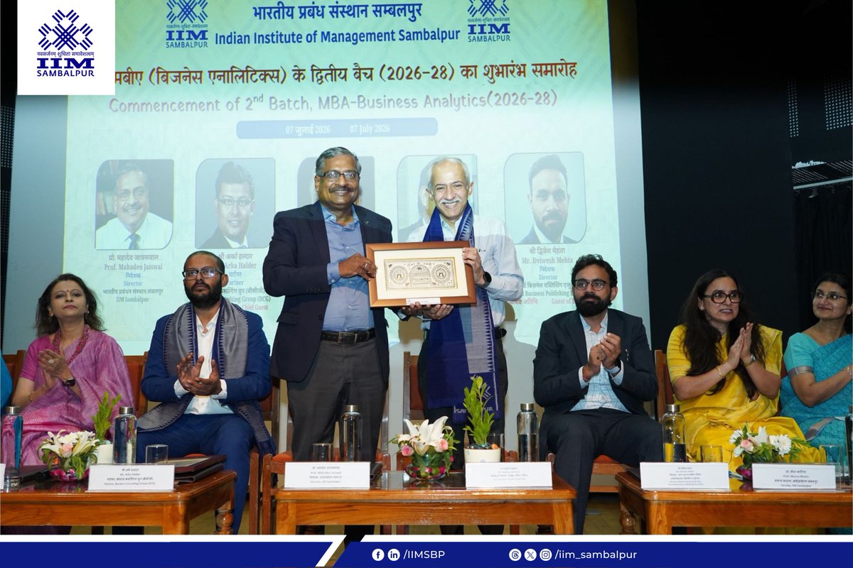 iim_sambalpur's tweet photo. Witness the glimpses of the #commencement of the #2ndBatch of the #MBA – Business Analytics (2026–28) at the IIM Sambalpur - #Delhi Centre marked the start of an exciting academic journey at the Auditorium, ISID, Vasant Kunj, New Delhi.
#IIMSambalpur #TheHandcraftedIIM #MBABA https://t.co/YGlrKgudlX