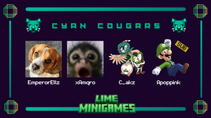 limeminigames's tweet photo. SUB ANNOUNCEMENT!

Apoppink will be replacing Oil08 on Cyan Cougars! https://t.co/7vDZboJ92U