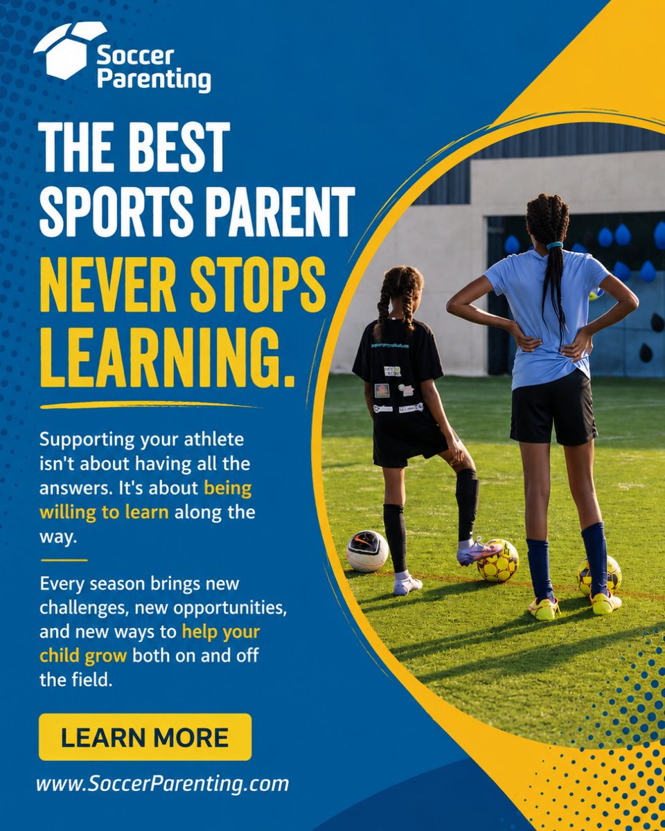 SoccerParenting's tweet photo. Supporting your athlete isn’t about having all the answers. It’s about growing alongside them. Every season brings new challenges, new opportunities, and new ways to encourage confidence, resilience, and a lifelong love of the game.

The more we learn as parents, the better we can support our children on and off the field. Small changes in how we communicate, encourage, and respond can make a lasting difference in their youth sports journey.

👉 Learn more at https://t.co/CSqcjjU5Ze

#YouthSoccer #SportsParents #PositiveParenting #YouthSports #SoccerLife #PlayerDevelopment